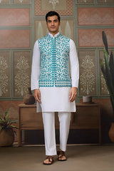 Teal Green Koti Kurta Set