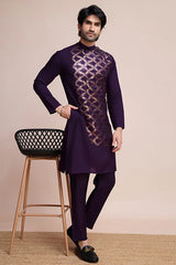 Designer Purple Silk Kurta