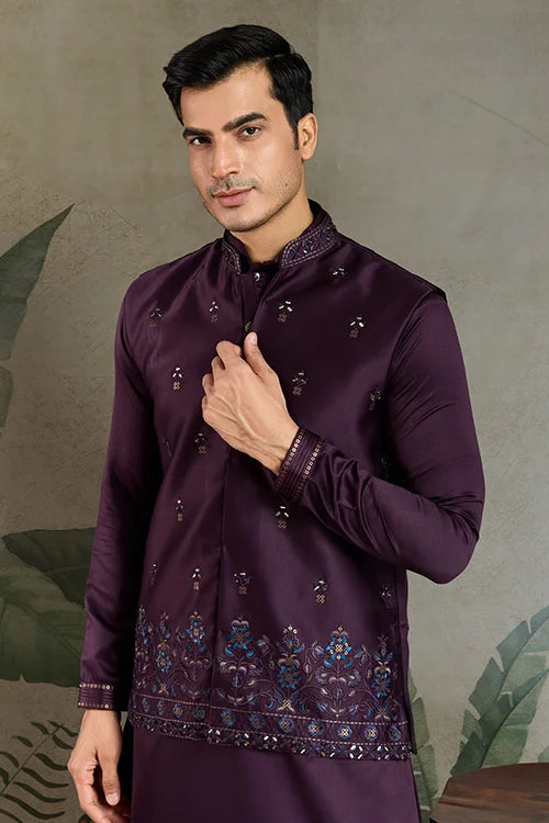 Wedding Purple Kurta Koti