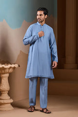 Blue Embroidered Koti Kurta