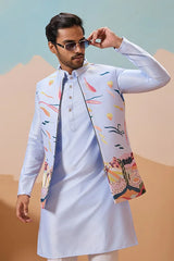 Silk Embroidered Koti Kurta