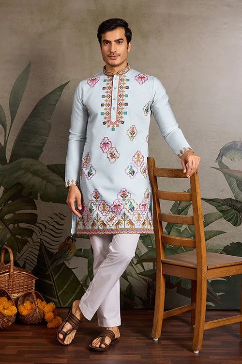 Sky Blue Festive Kurta Men