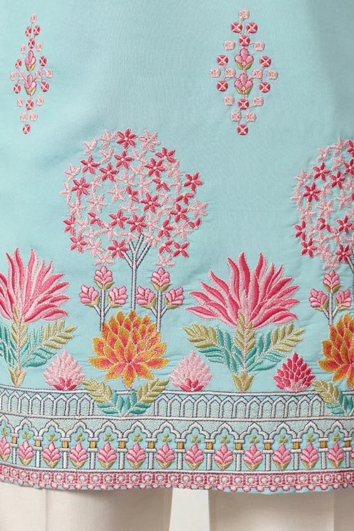 Wedding wear sky blue kurta