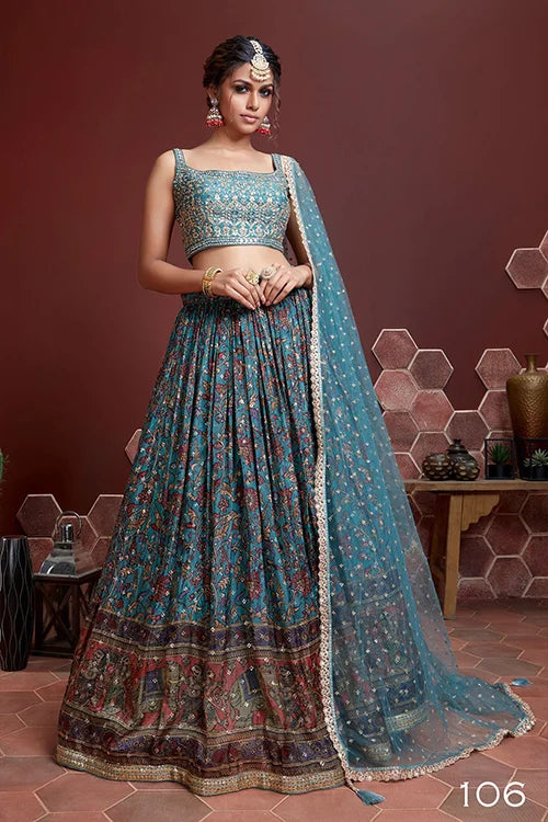 Sky blue lehenga