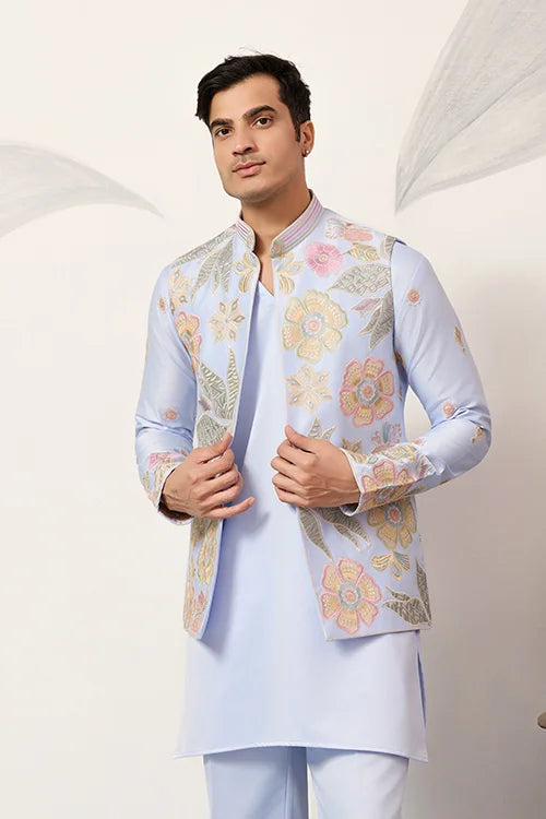 Sky Blue Koti Kurta Set