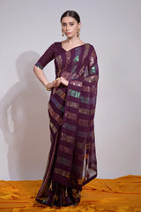 Designer Wine Georgette Saree