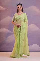 Stylish Floral Embroidered Saree