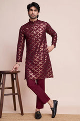 Stylish Maroon Silk Kurta