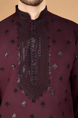 Men's Maroon Festive Kurta