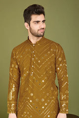 Yellow Designer Men's Kurta