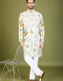 White Viscose Rayon Designer Kurta for Men