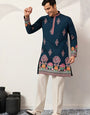Indian Wedding Style Exclusive Teal Blue Kurta for Mens