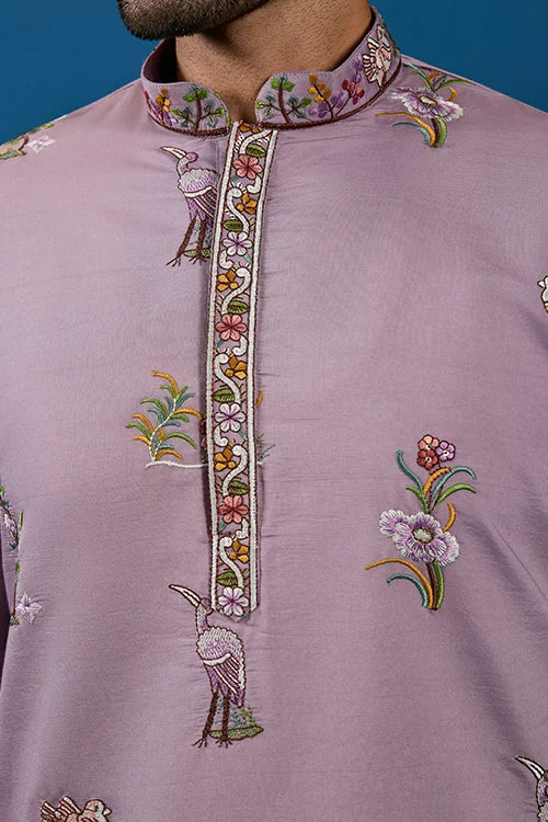 Embroidered Viscose Silk Kurta
