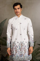 White Embroidered Work Kurt