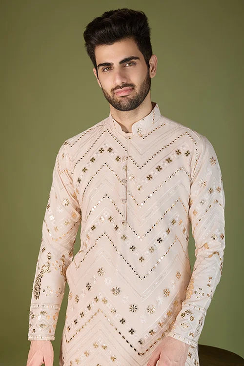 Ivory Rayon Kurta for Men