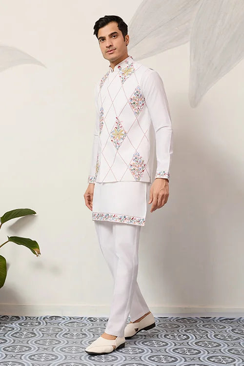 Wedding Special White Koti Kurta