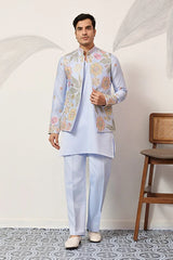 Luxury Sky Blue Koti Kurta Set