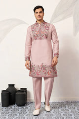Stylish Dusty Pink Kurta Pant Set for Festive Occasions