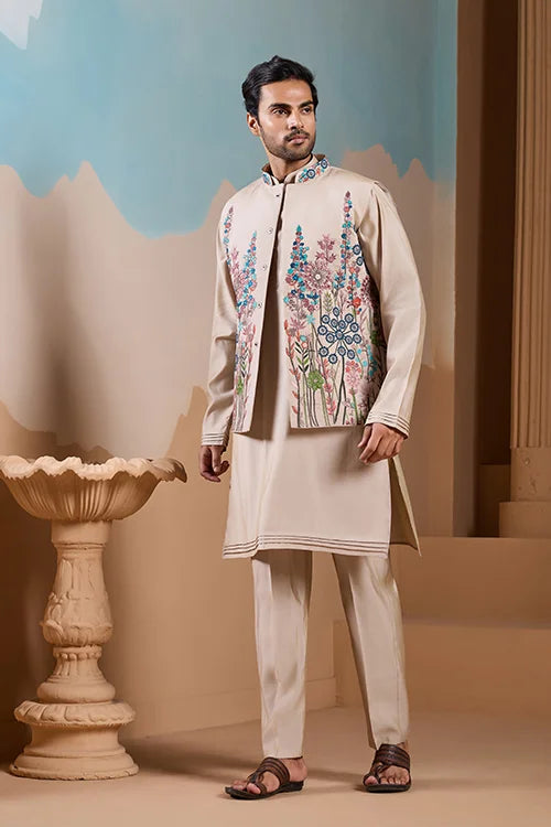 Beige Koti Kurta Set