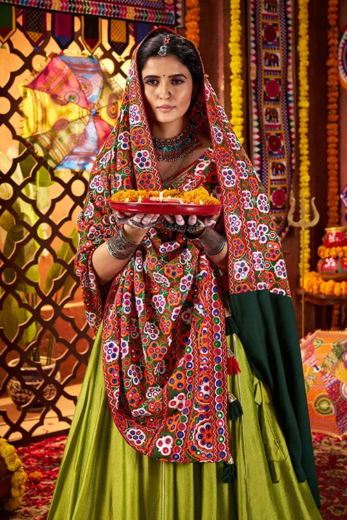 Green Navratri Chaniya Choli