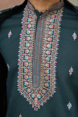 Green Embroidered Koti Kurta