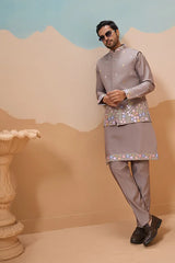 Men’s Grey Embroidered Kurta