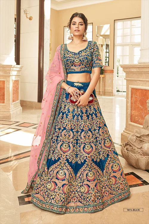 Traditional Velvet Bridal Lehenga Choli