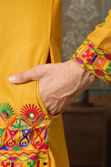 Navratri Yellow Kurta Men