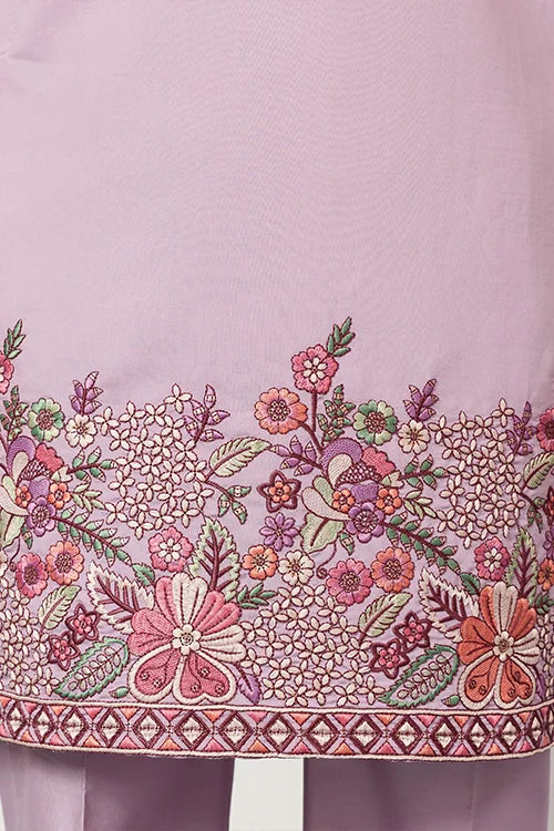 Lavender Kurta Pant Set for Traditional Mens Fashion