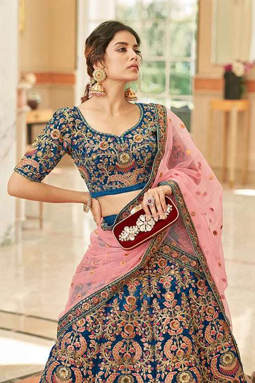 Velvet Bridal Lehenga Choli