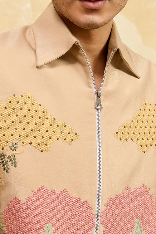 Beige velvet jacket set