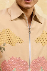 Beige velvet jacket set