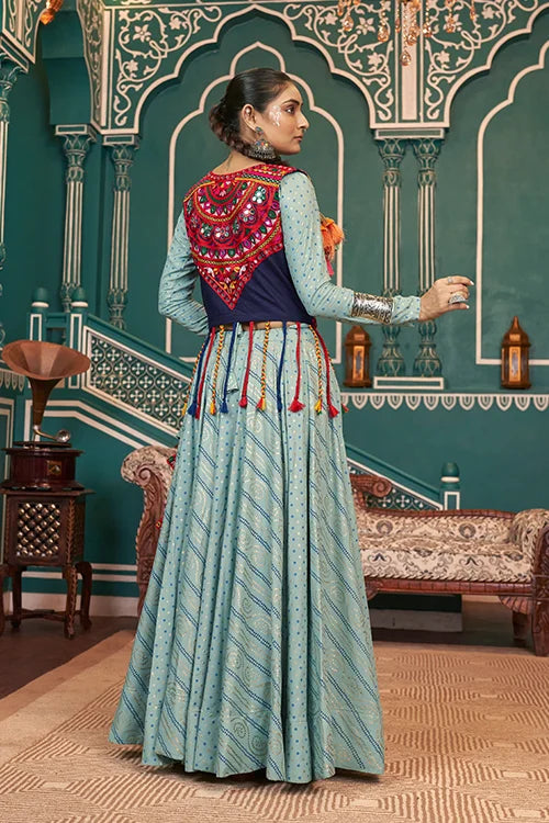 Embroidered Pista Green Jacket Style Chaniya Choli Collection