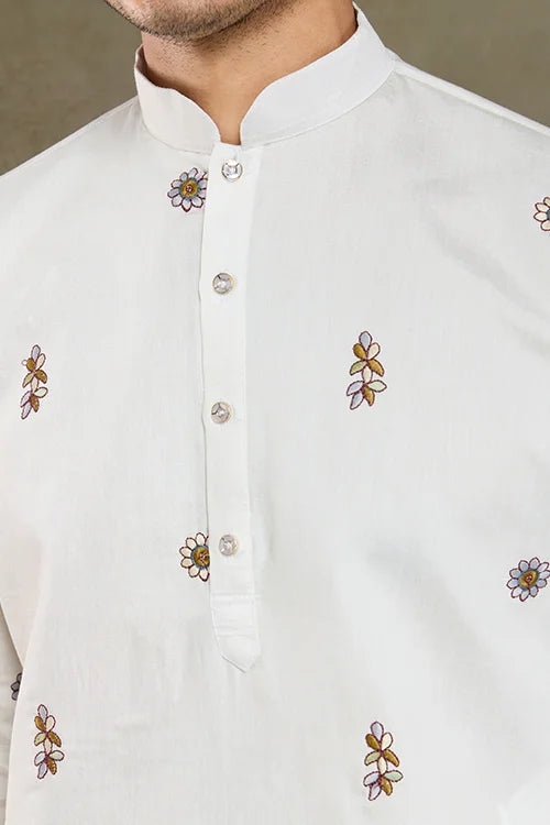 Embroidered White Kurta