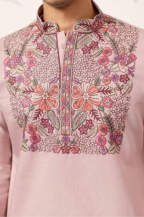 Stylish Dusty Pink Kurta Pant Set for Festive Occasions