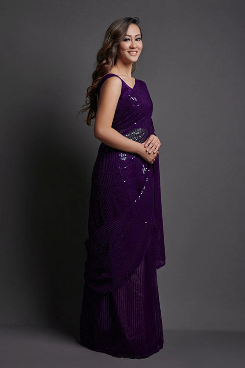 Wine color saree online
