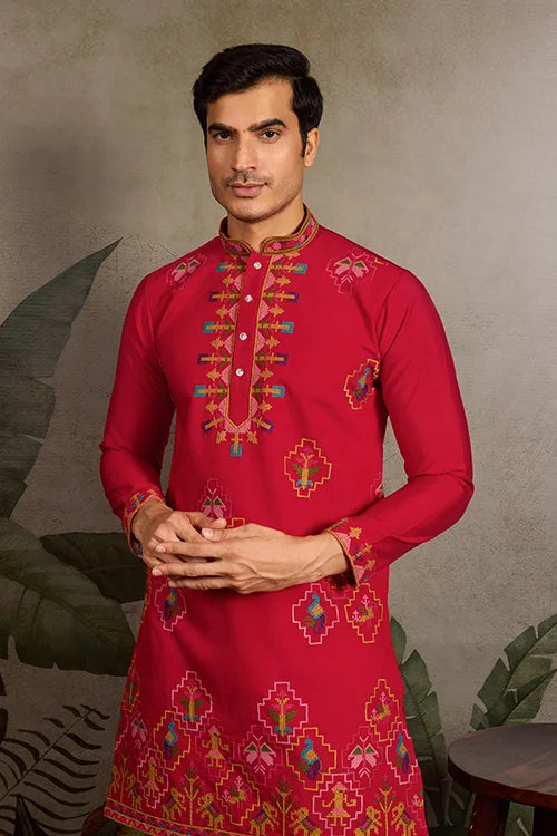Premium Red Wedding Kurta Men
