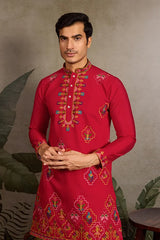 Premium Red Wedding Kurta Men