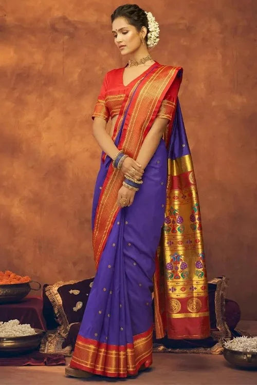 golden saree with red blouse