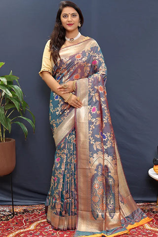 Wedding Wear Beautiful Flower Weaving Silk Saree