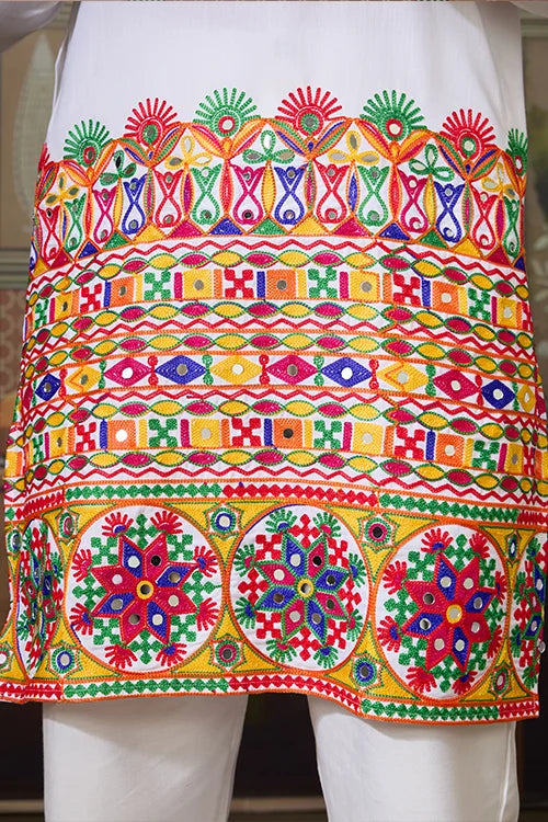 White Embroidered Navratri Kurta