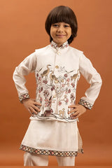 Boys White Koti Kurta Set