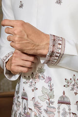 White Silk Koti Kurta for Men