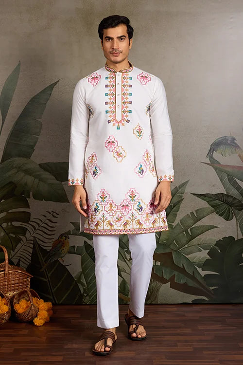Classy Festive White Kurta for Mens