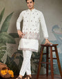 Cultural Function Special White Color Kurta Koti for Men