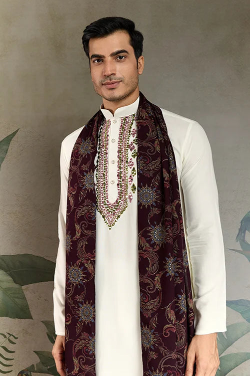 White Mirror Work Kurta