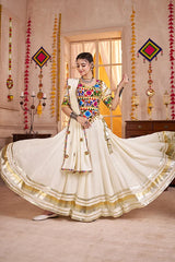 White Cotton Navratri Chaniya Choli