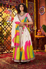 White Mirror Work Choli Navratri