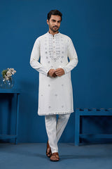 White Silk Kurta Pant Set
