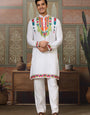 White Traditional Designer Festival Wear Kurta for Men